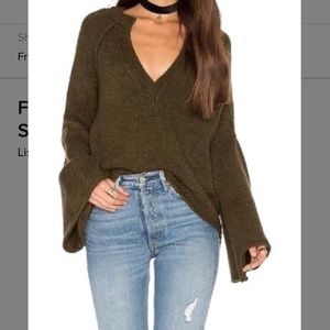 Free People Lovely Lines Bell Sleeve Sweater, XS